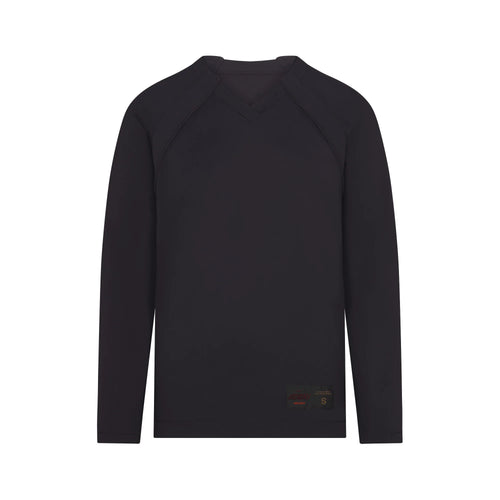 NikeSKIMS AIRY V-NECK OVERSIZED LONG SLEEVE TOP | OBSIDIAN