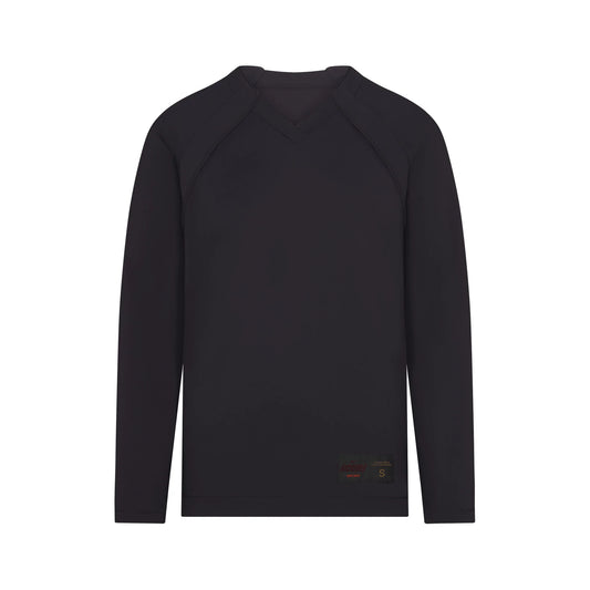 NikeSKIMS AIRY V-NECK OVERSIZED LONG SLEEVE TOP | OBSIDIAN