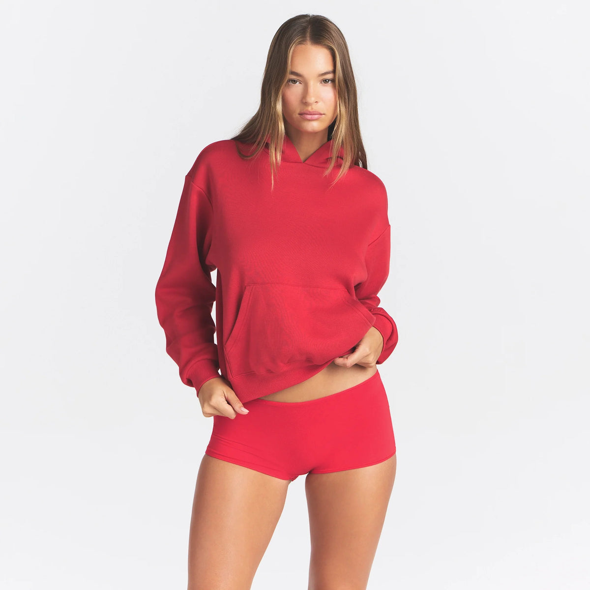 COTTON FLEECE HOODIE | WASHED RED