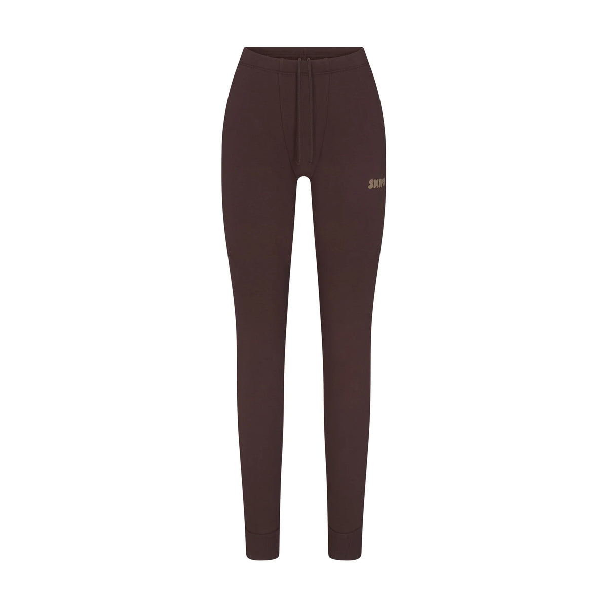 COTTON FLEECE LEGGING WITH EMBOSSED LOGO | ESPRESSO
