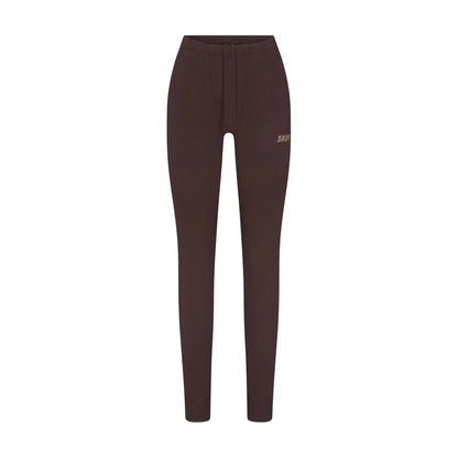 COTTON FLEECE LEGGING WITH EMBOSSED LOGO | ESPRESSO
