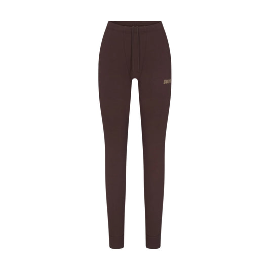 COTTON FLEECE LEGGING WITH EMBOSSED LOGO | ESPRESSO