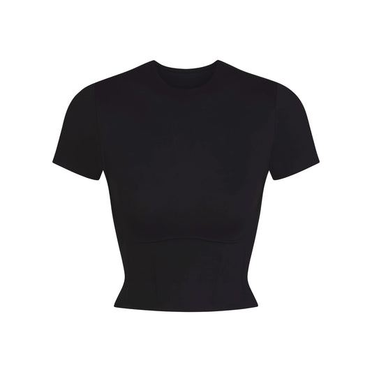 NikeSKIMS MATTE CROPPED CORSET T-SHIRT | OBSIDIAN