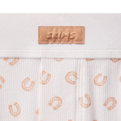 COTTON RIB LOOSE BOXER | OCHRE HORSESHOE PRINT