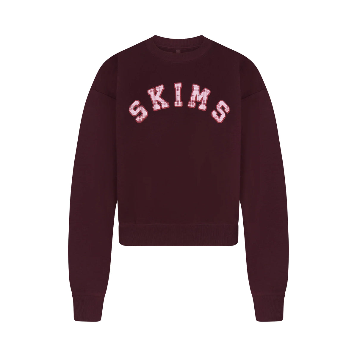 COTTON FLEECE CREWNECK | CURRANT ARCHED SKIMS PLAID