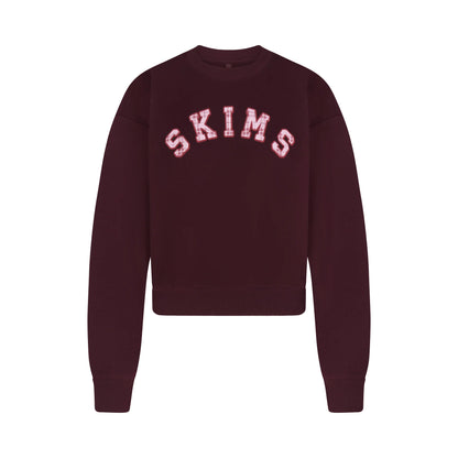 COTTON FLEECE CREWNECK | CURRANT ARCHED SKIMS PLAID