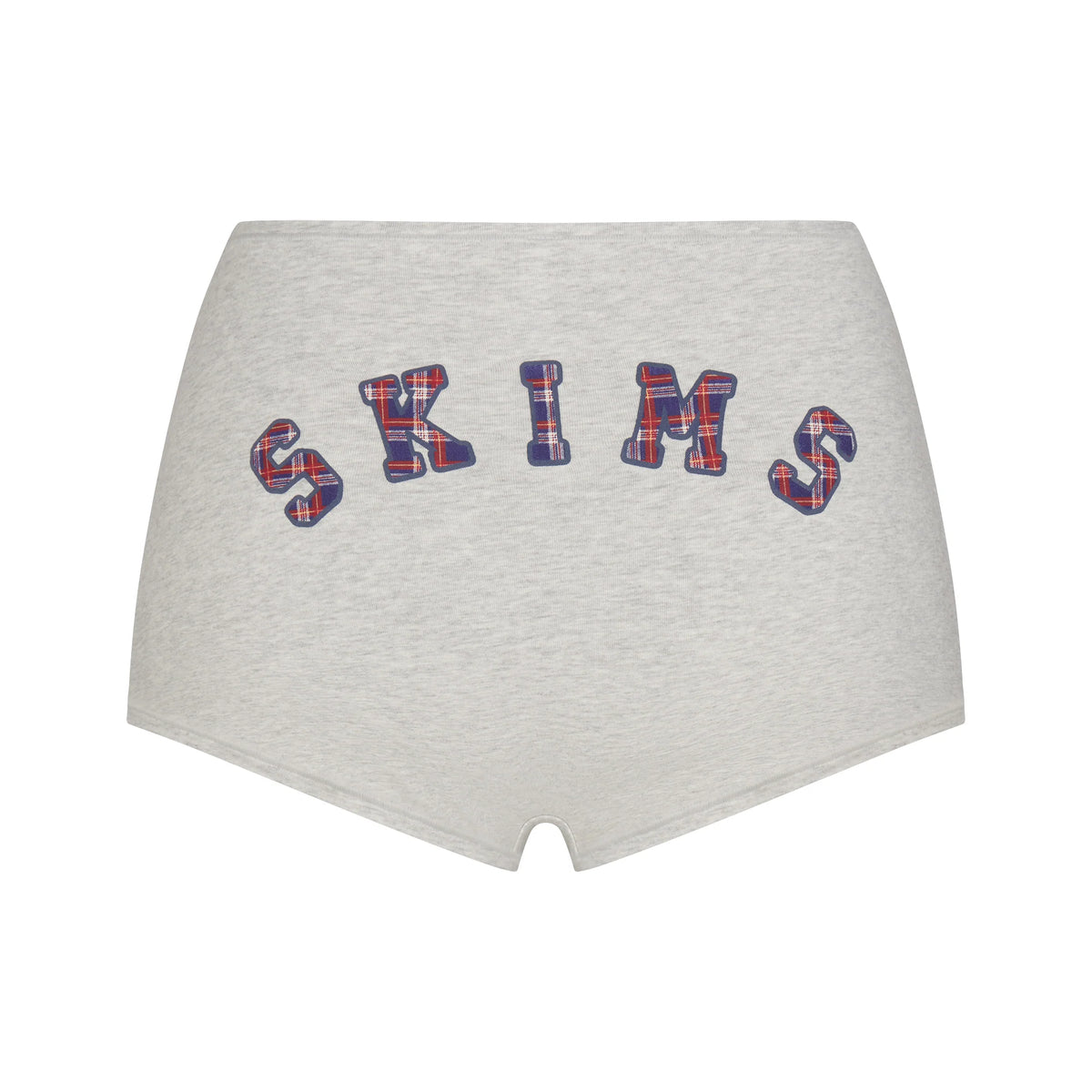 COTTON JERSEY LOGO BOY SHORT | LIGHT HEATHER GREY ARCHED SKIMS PLAID