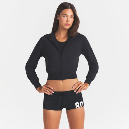 COTTON JERSEY ZIP UP HOODIE | SOOT