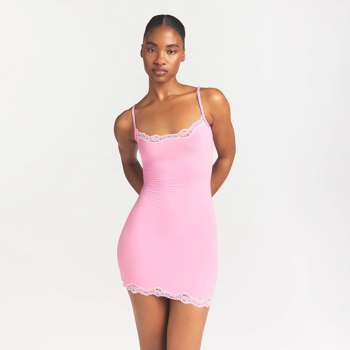 FITS EVERYBODY LACE SLIP DRESS | BUBBLE GUM TONAL
