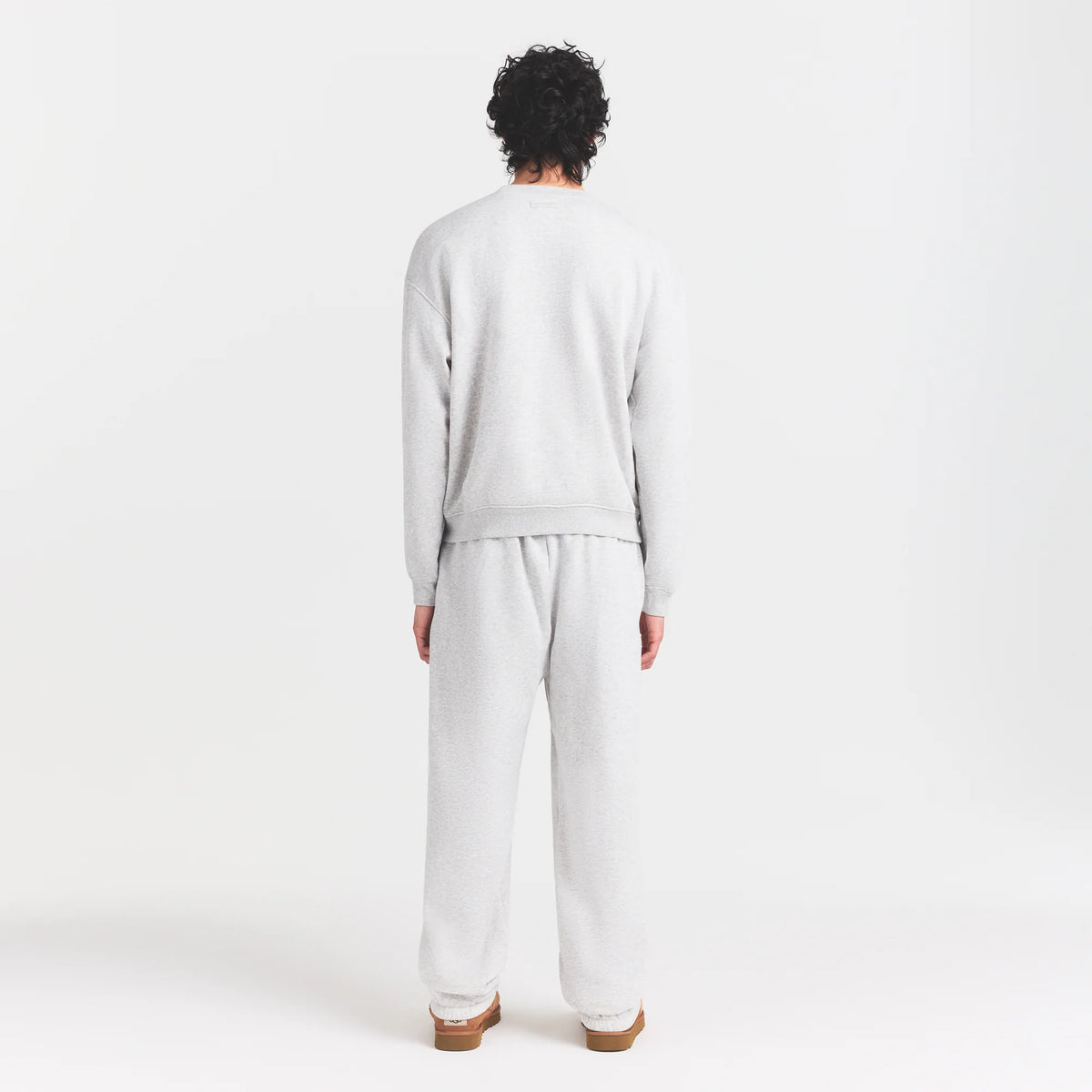 FLEECE LOUNGE MENS RELAXED HIGH CREWNECK | LIGHT HEATHER GREY