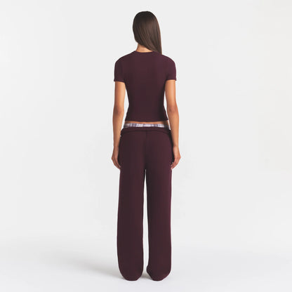 COTTON FLEECE STRAIGHT LEG PANT | CURRANT