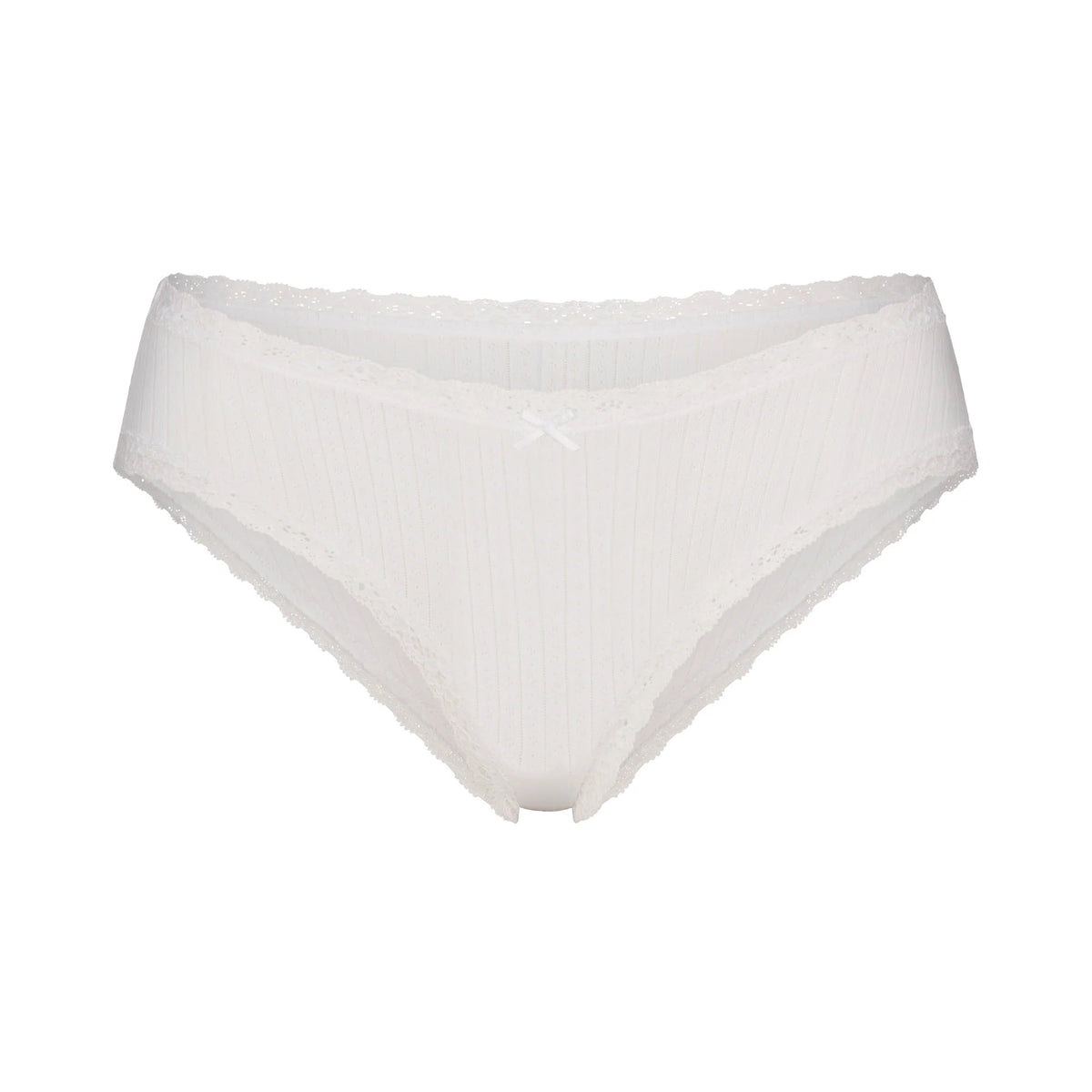 LIGHTWEIGHT COTTON POINTELLE LACE BRIEF | SNOW