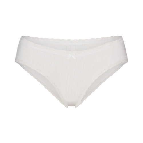 LIGHTWEIGHT COTTON POINTELLE LACE BRIEF | SNOW