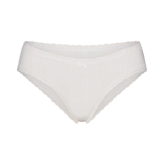 LIGHTWEIGHT COTTON POINTELLE LACE BRIEF | SNOW