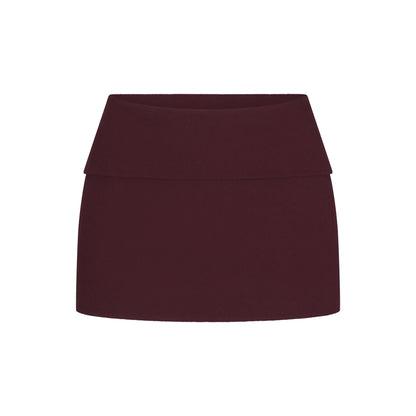 COTTON RIB FOLDOVER MINI SKIRT | CURRANT