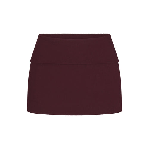 COTTON RIB FOLDOVER MINI SKIRT | CURRANT