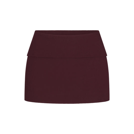 COTTON RIB FOLDOVER MINI SKIRT | CURRANT