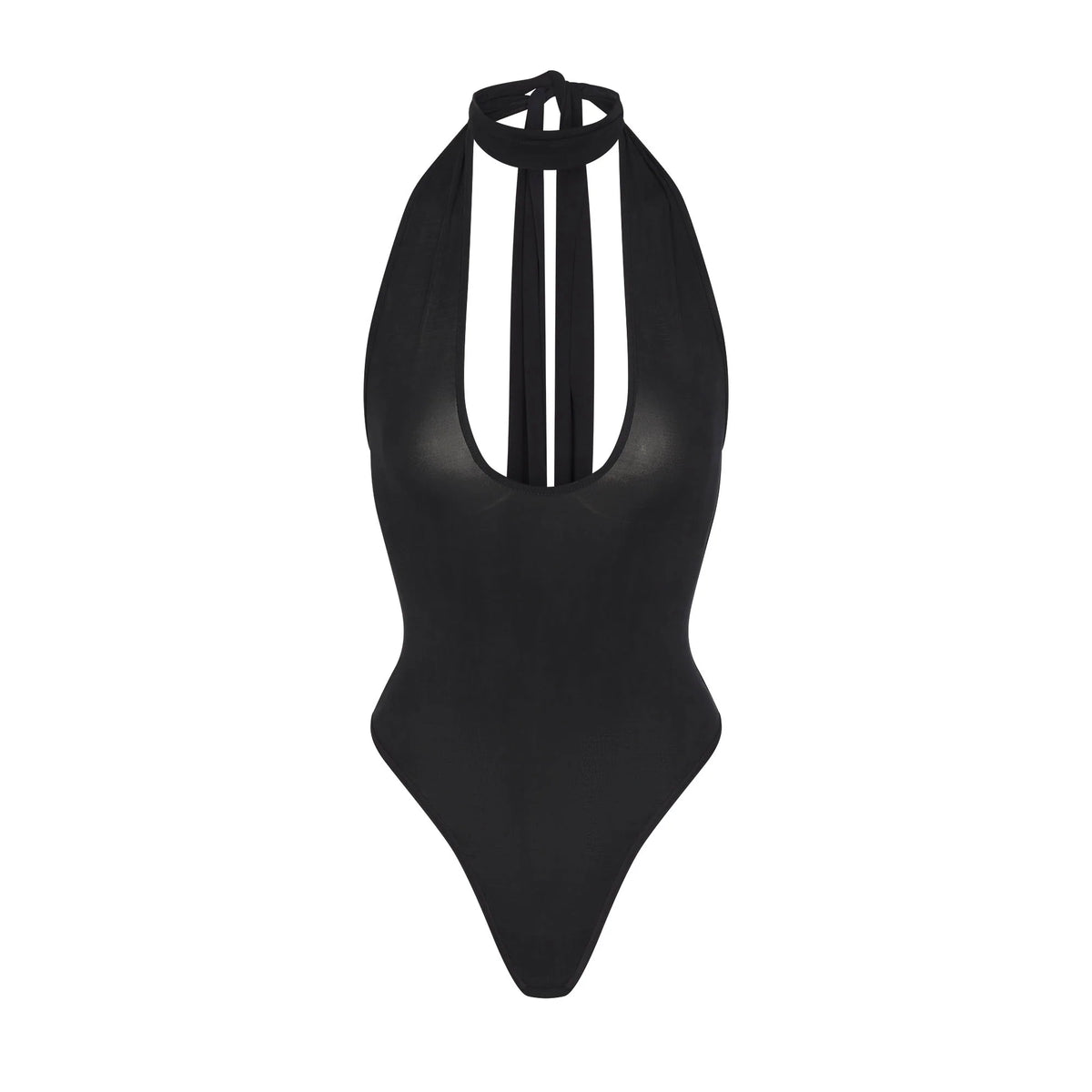 CUPRO JERSEY HALTER BODYSUIT | OBSIDIAN