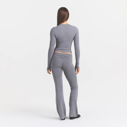 COTTON JERSEY FOLDOVER PANT | DARK HEATHER GREY
