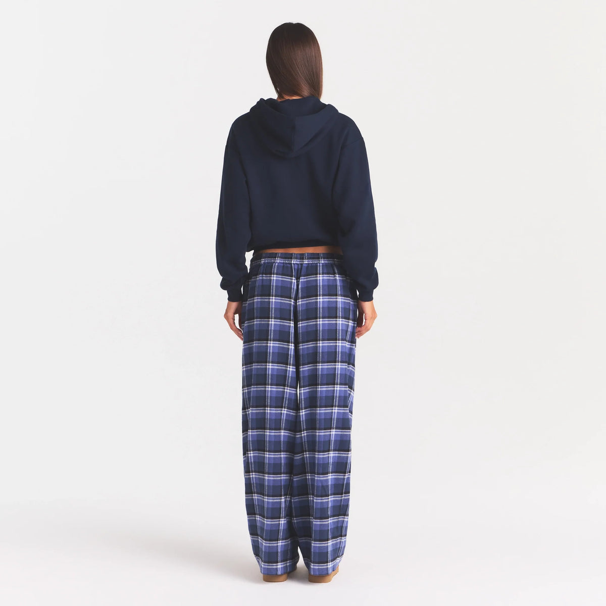 COTTON FLEECE ZIP UP HOODIE | NAVY