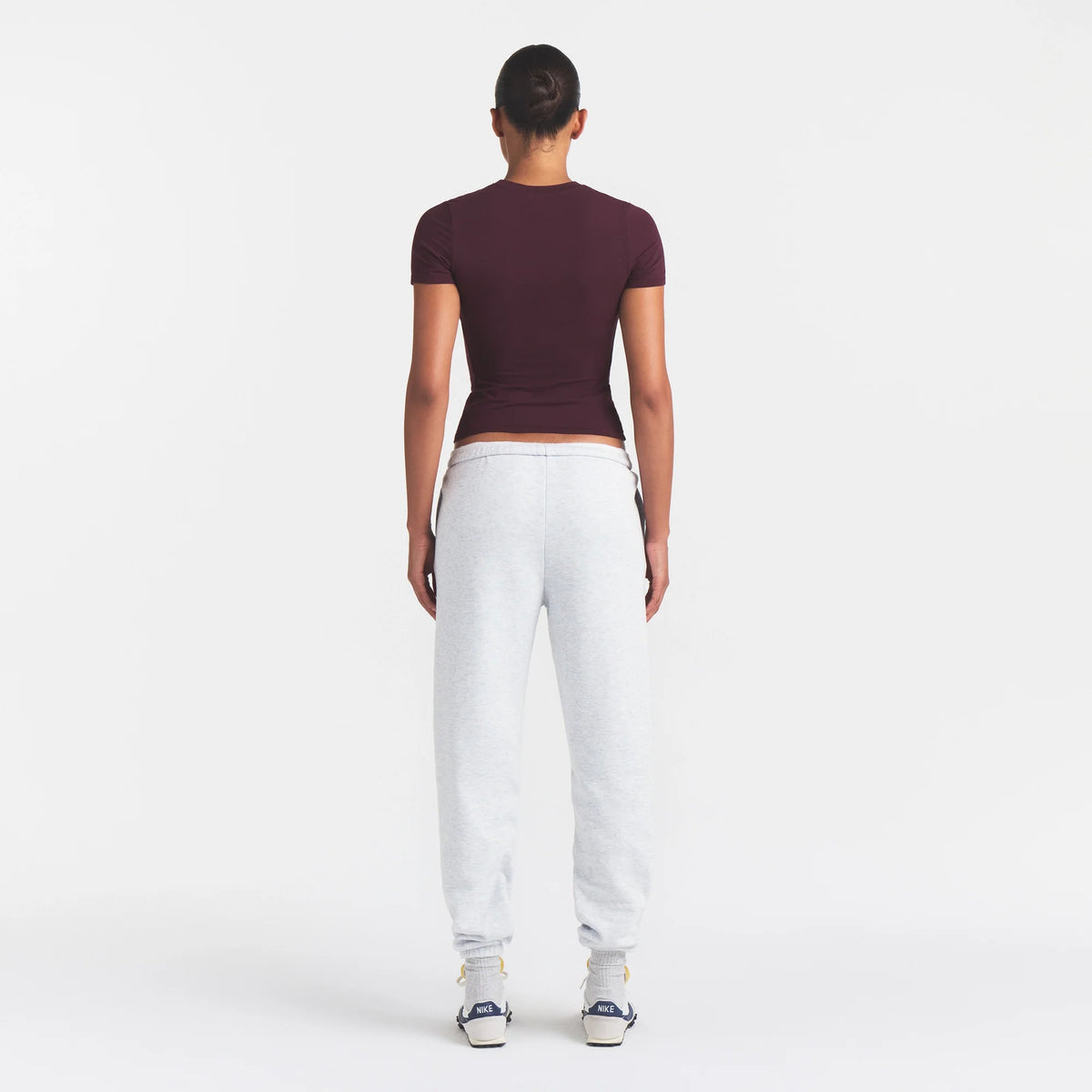 COTTON FLEECE JOGGER | LIGHT HEATHER GREY ARCHED SKIMS PLAID