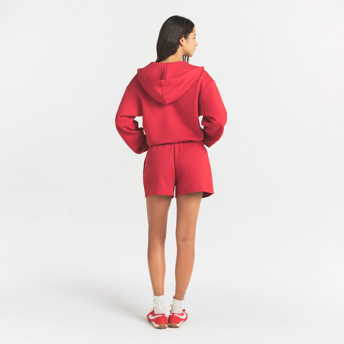 COTTON FLEECE ZIP UP HOODIE | WASHED RED