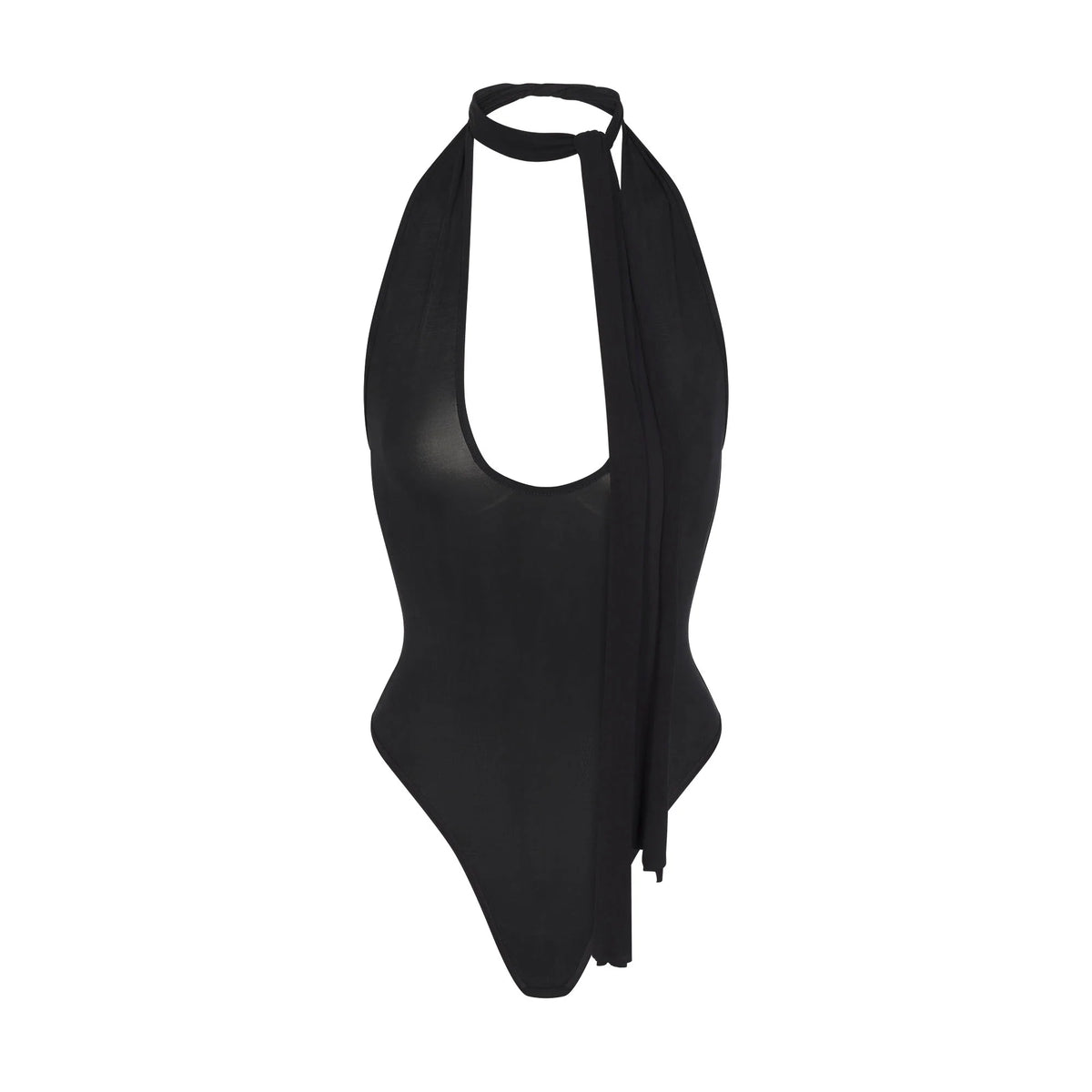 CUPRO JERSEY HALTER BODYSUIT | OBSIDIAN