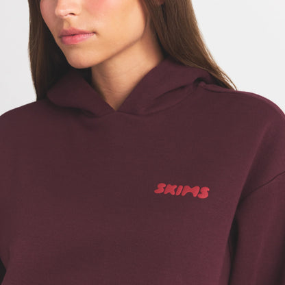COTTON FLEECE HOODIE WITH EMBOSSED LOGO | CURRANT