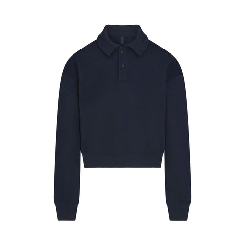 COTTON FLEECE POLO SWEATSHIRT | NAVY