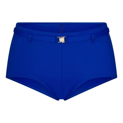 ICONIC SWIM BELTED BOY SHORT BIKINI BOTTOM | COBALT