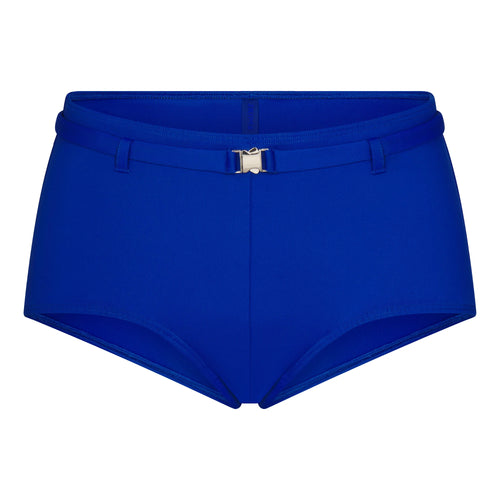 ICONIC SWIM BELTED BOY SHORT BIKINI BOTTOM | COBALT