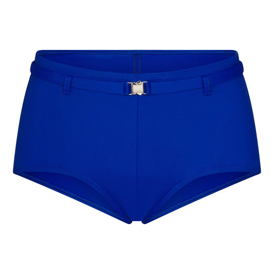 ICONIC SWIM BELTED BOY SHORT BIKINI BOTTOM | COBALT