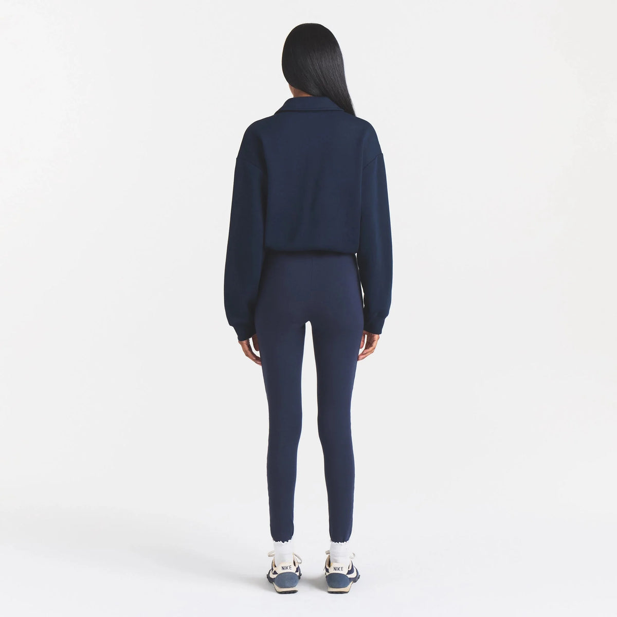 COTTON FLEECE POLO SWEATSHIRT | NAVY