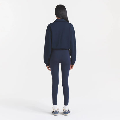 COTTON FLEECE POLO SWEATSHIRT | NAVY