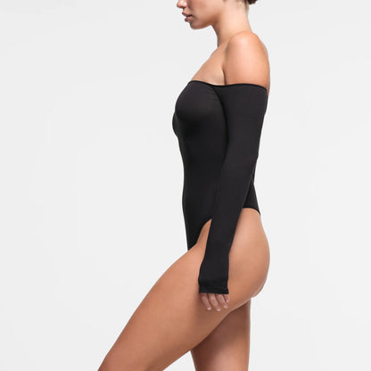 COTTON JERSEY OFF THE SHOULDER BODYSUIT | SOOT
