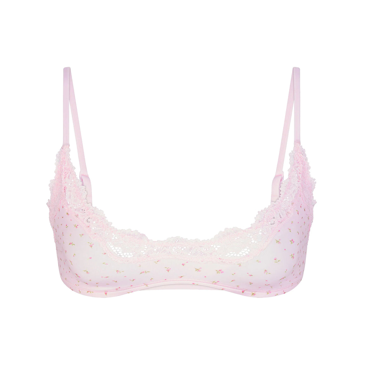 FITS EVERYBODY LACE SCOOP BRALETTE 2-PACK | MARBLE AND PINK ROSEBUD PRINT