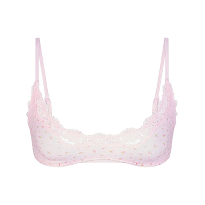 FITS EVERYBODY LACE SCOOP BRALETTE 2-PACK | MARBLE AND PINK ROSEBUD PRINT