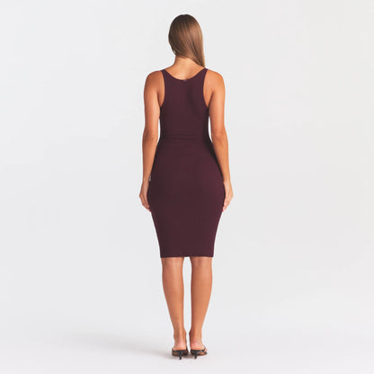 COTTON RIB TANK MIDI DRESS | CURRANT