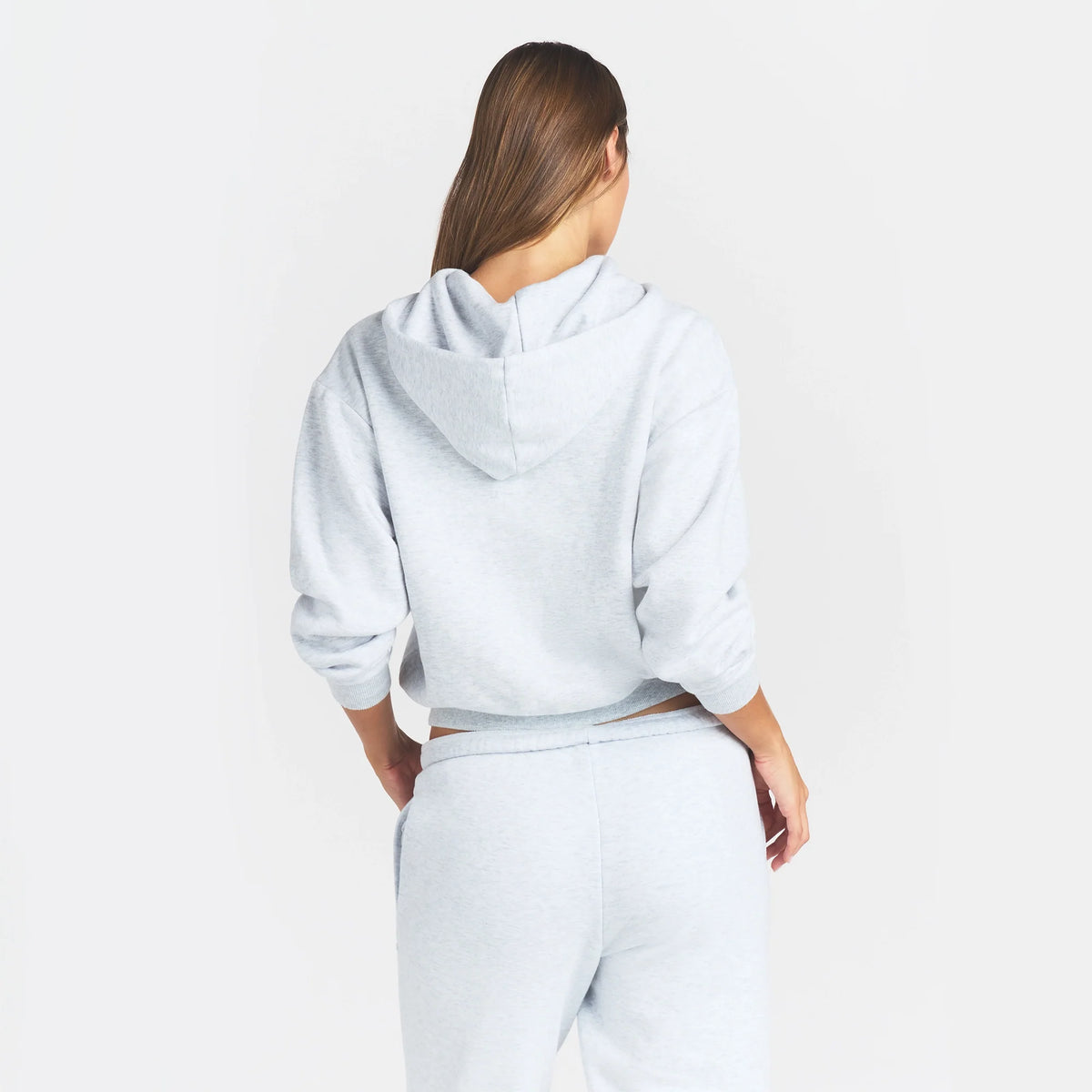 COTTON FLEECE ZIP UP HOODIE | LIGHT HEATHER GREY