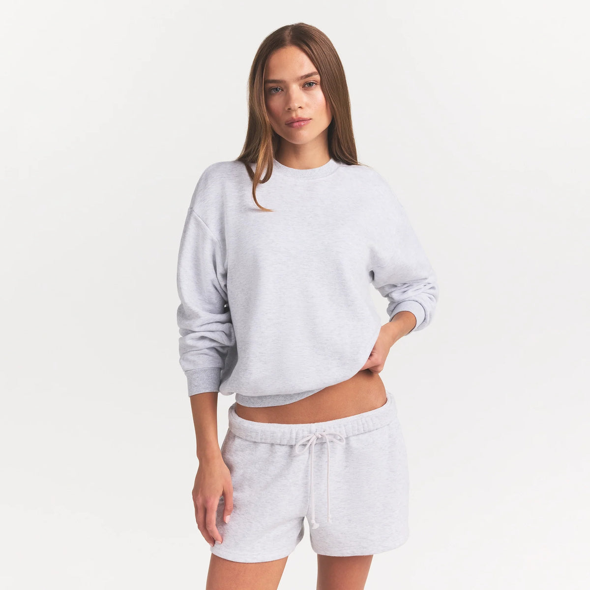 COTTON FLEECE CREWNECK | LIGHT HEATHER GREY