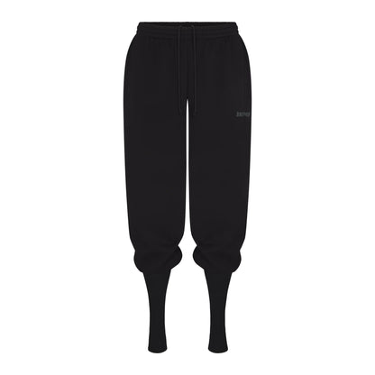 COTTON FLEECE SWEATPANT WITH RIB LEG WARMER WITH EMBOSSED LOGO | ONYX