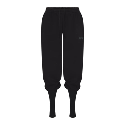 COTTON FLEECE SWEATPANT WITH RIB LEG WARMER WITH EMBOSSED LOGO | ONYX
