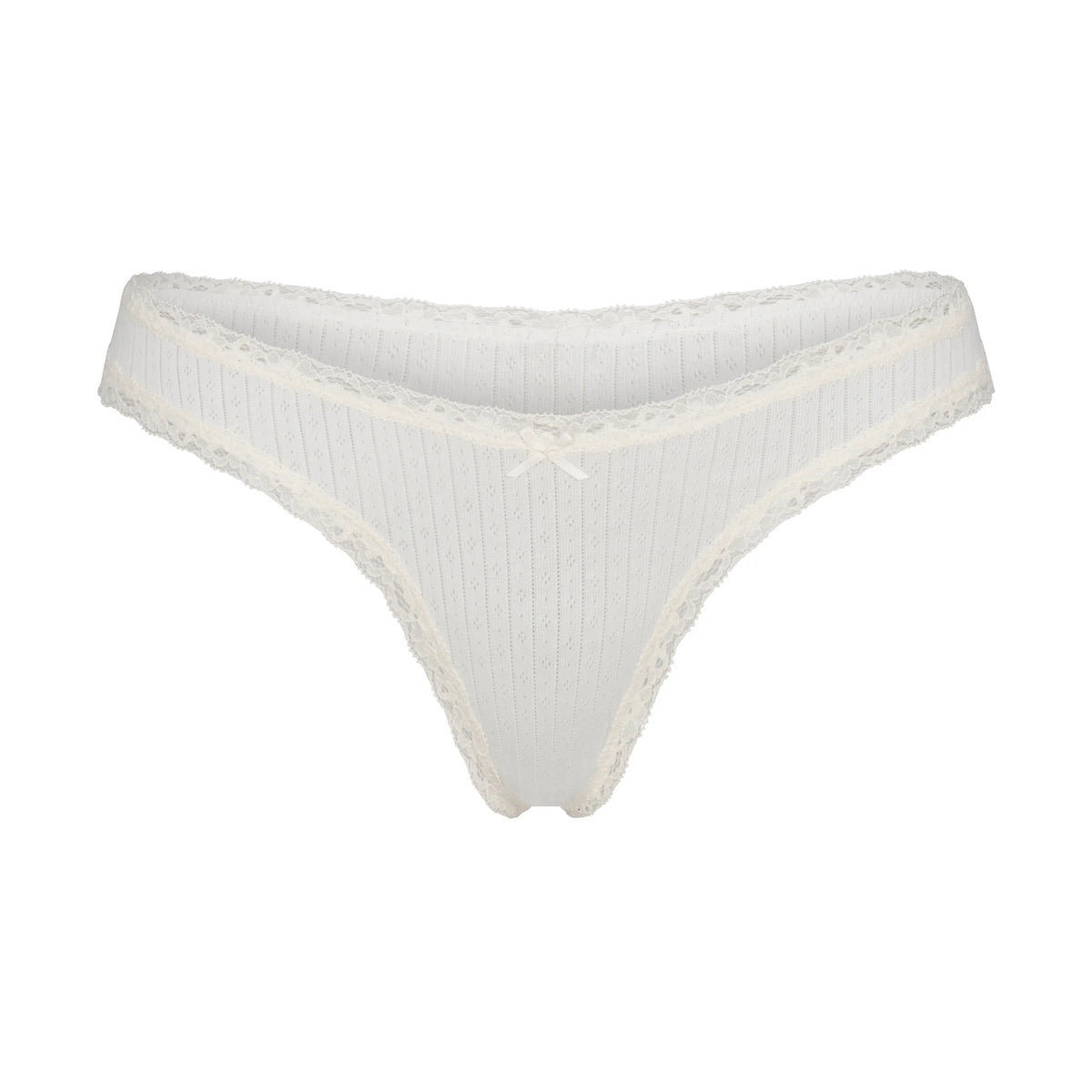 LIGHTWEIGHT COTTON POINTELLE LACE THONG | MARBLE TONAL