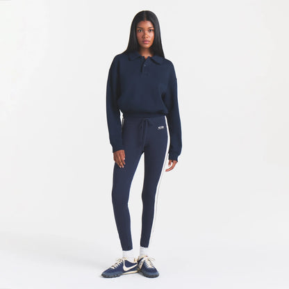 COTTON FLEECE POLO SWEATSHIRT | NAVY