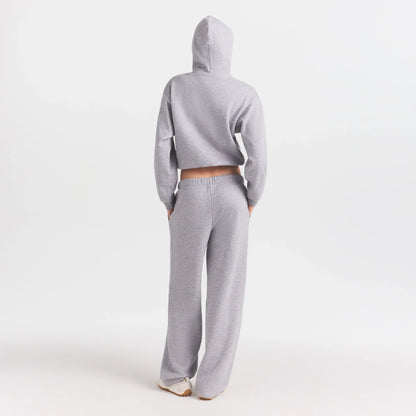 COTTON FLEECE HOODIE WITH EMBOSSED LOGO | HEATHER GREY