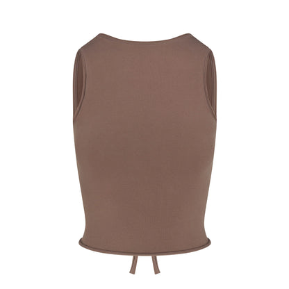 COTTON JERSEY TIE BACK TANK | AMETHYST