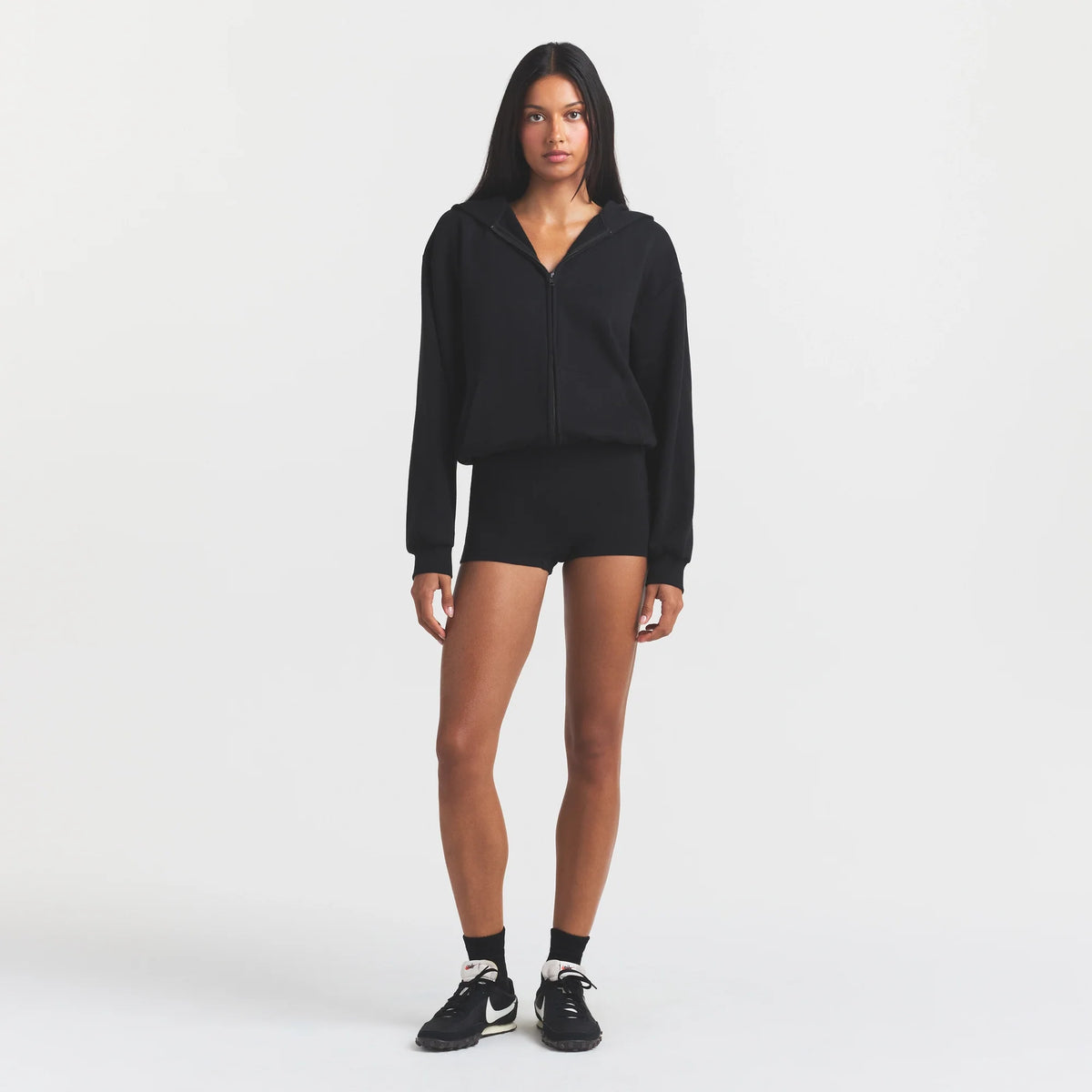COTTON FLEECE ZIP UP ONESIE | ONYX