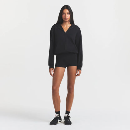 COTTON FLEECE ZIP UP ONESIE | ONYX
