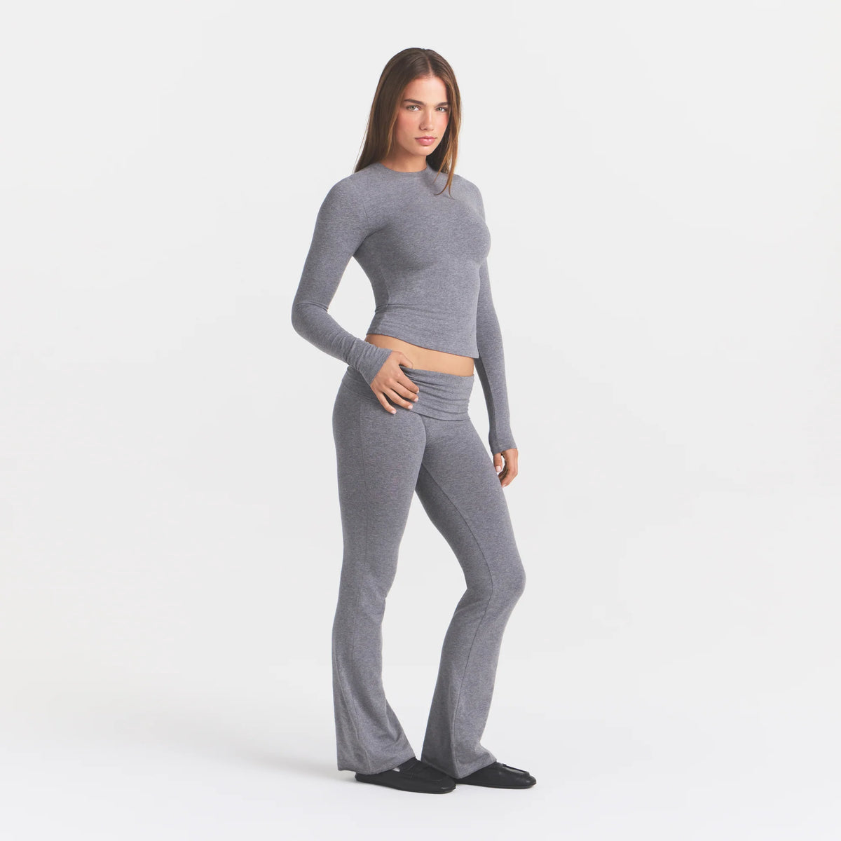 COTTON JERSEY FOLDOVER PANT | DARK HEATHER GREY