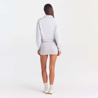 COTTON FLEECE POLO SWEATSHIRT | LIGHT HEATHER GREY